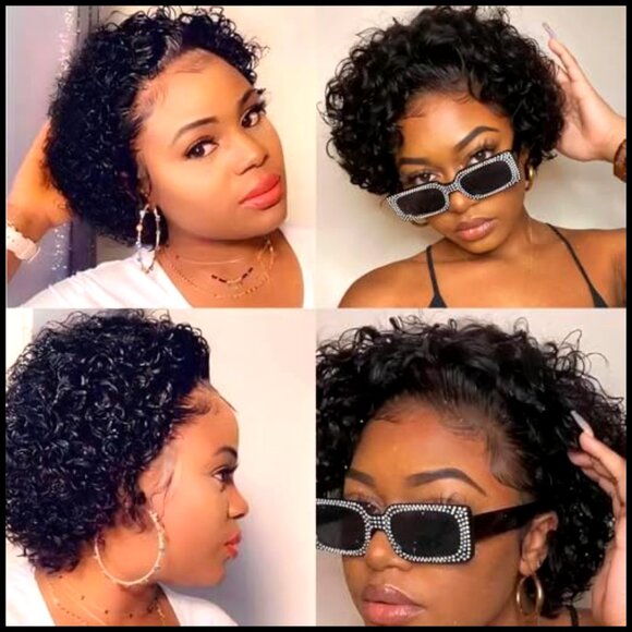 Short Curly Pixie Cut Wig Human Hair Lace Front Glueless Modern Chic main image 5